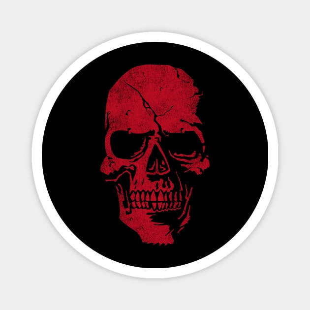 Crimson Skull Graphic - Cool Badass Distressed Art Magnet by tommartinart